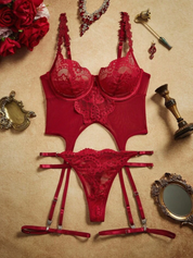 Burgundy Desire Corset Set