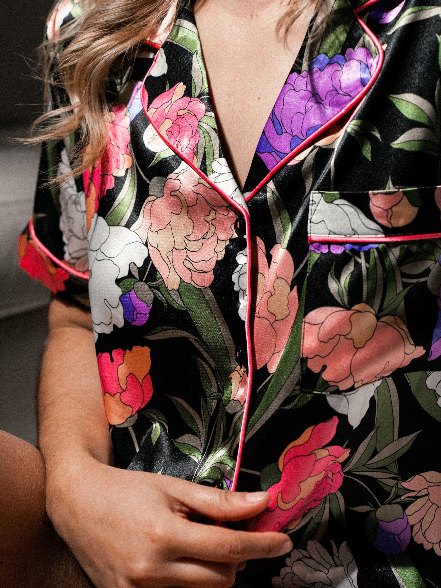 Set short Floral Satin