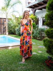 Vestido Floral Naranja