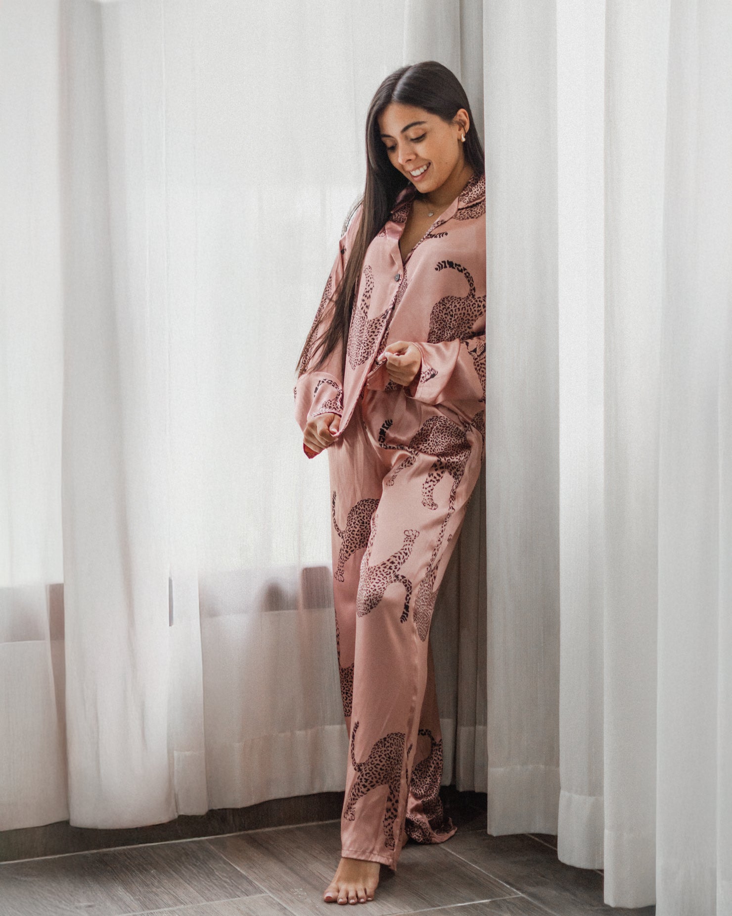 Pink Satin Set Pantalón